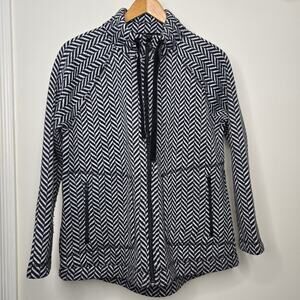 T by TALBOTS Black and White Chevron Knit Jacket with Pockets Size Mp